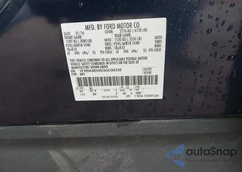 2016 Ford Explorer Xlt z USA, uszkodzony, nr VIN 1FM5K8DH5GGC00335